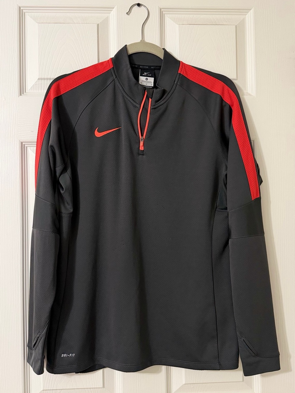 Nike Black & Red Athletic Dri-FIT Half-Zip Pullover